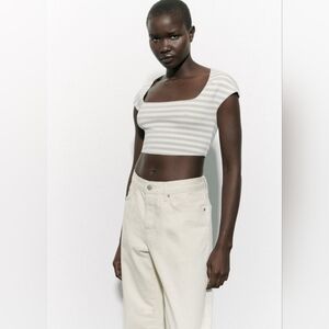 NWT ZARA Novelty Stretch Knit Top